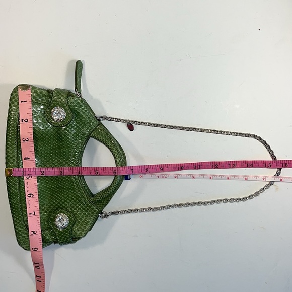 NWOT Vintage Tod’s Green Snakeskin Leather With Crystal Clutch Shoulder Bag - Picture 14 of 16